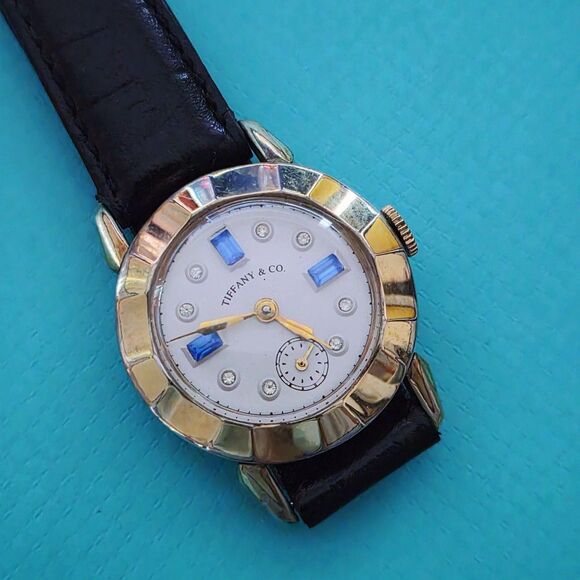 RARE Vintage Tiffany & Co. Manual Winding Watch Blue Sapphire Diamond For Parts